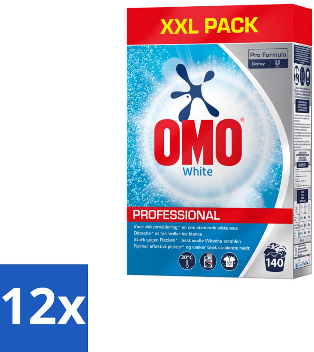 Omo Professional – Wasmiddel Poeder – Witte Was – 140 Wasbeurten – Pro Formula – 7 kg - Voordeelverpakking - 12 stuks