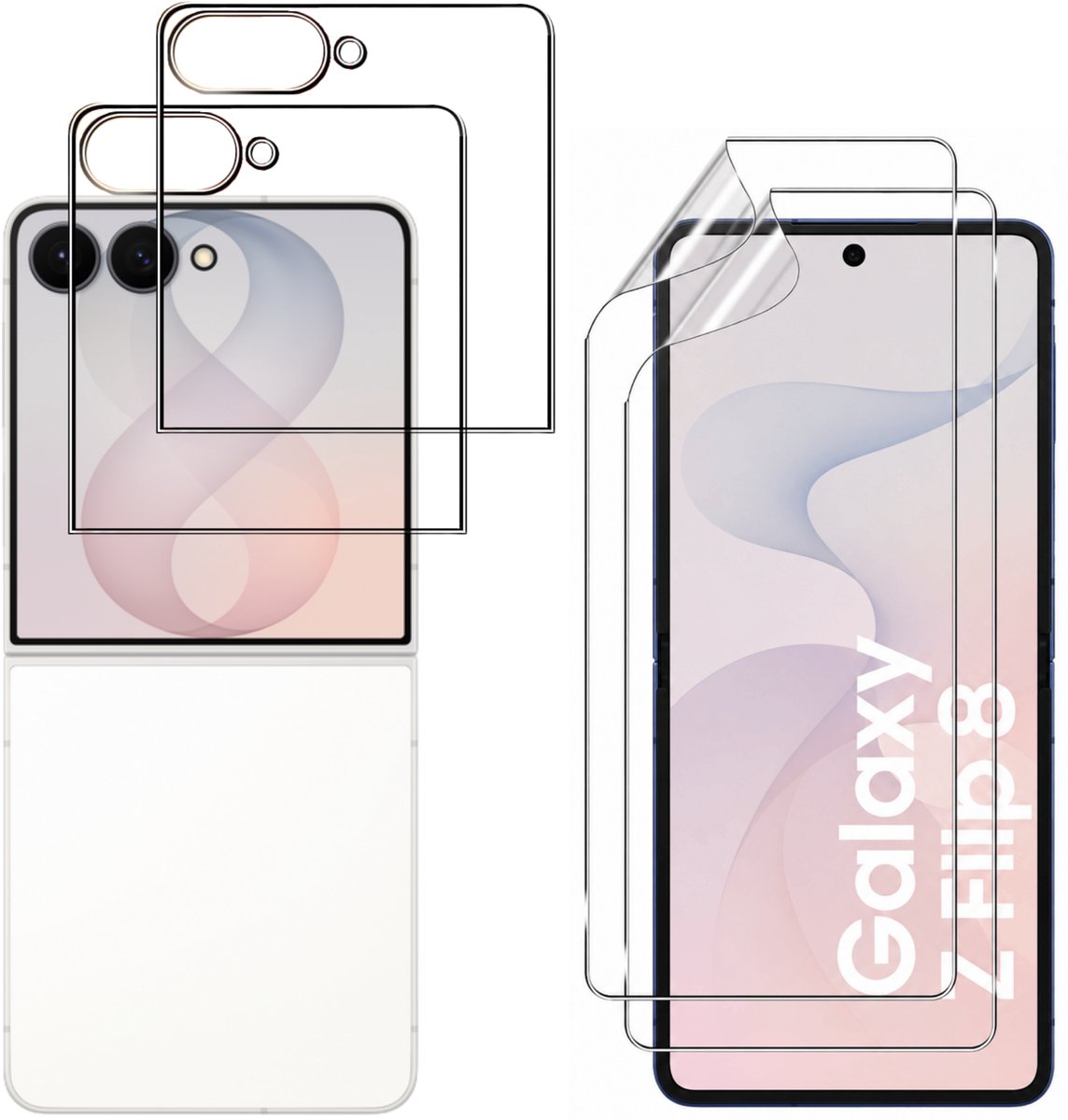 Gehard glas voor Samsung Galaxy Z Flip 8 en plastic schermbescherming [Set van 2] Beschermfolie voor het scherm Phonillico®
