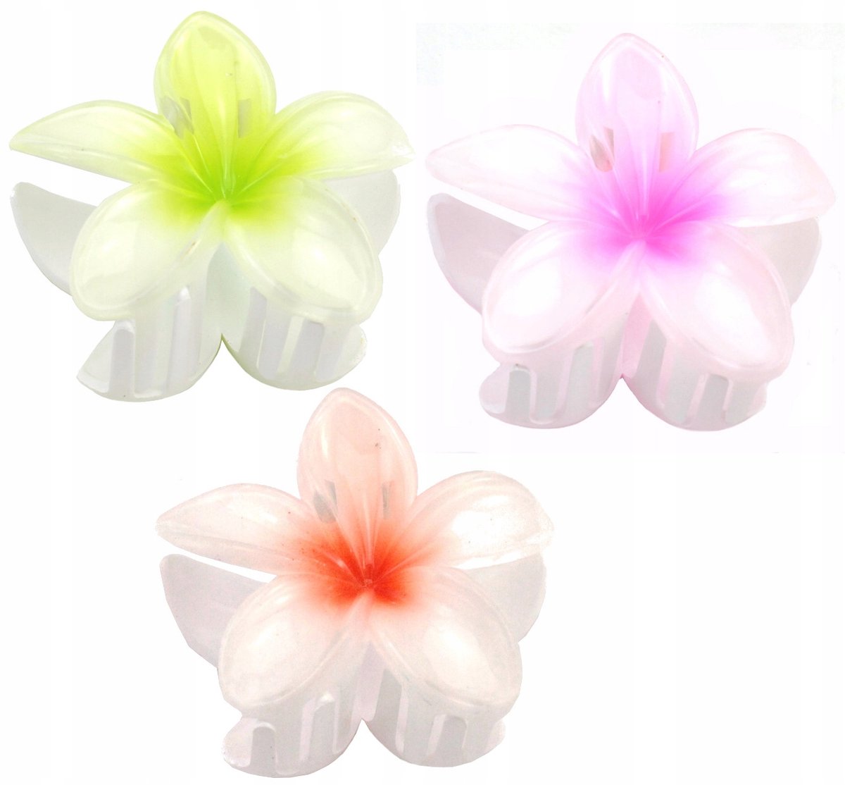 Hawaiiaanse Plumeria Haarclip Set - 3 Stuks, 8 cm
