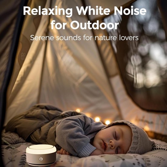 Verte White Noise Machine - 20 Rustgevende Geluiden En Aanraakverlichting - Draagbare Witte Ruis Voor Kinderen En Volwassenen - Slaaptimer En Herinneringsfunctie - Ideale Reisgenoot (Geel) van Verte — afbeelding 5