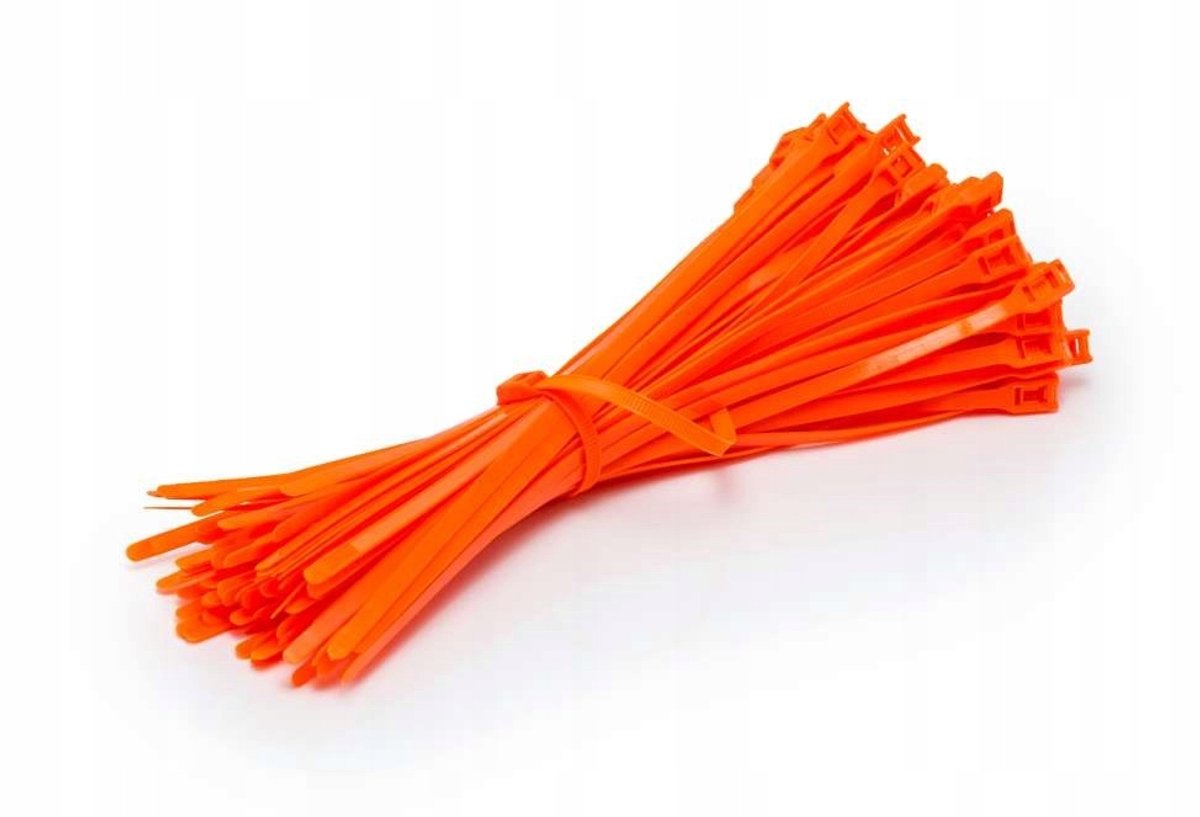 Kabelbinders met platte sluiting - 400x10mm - Oranje (100 stuks)