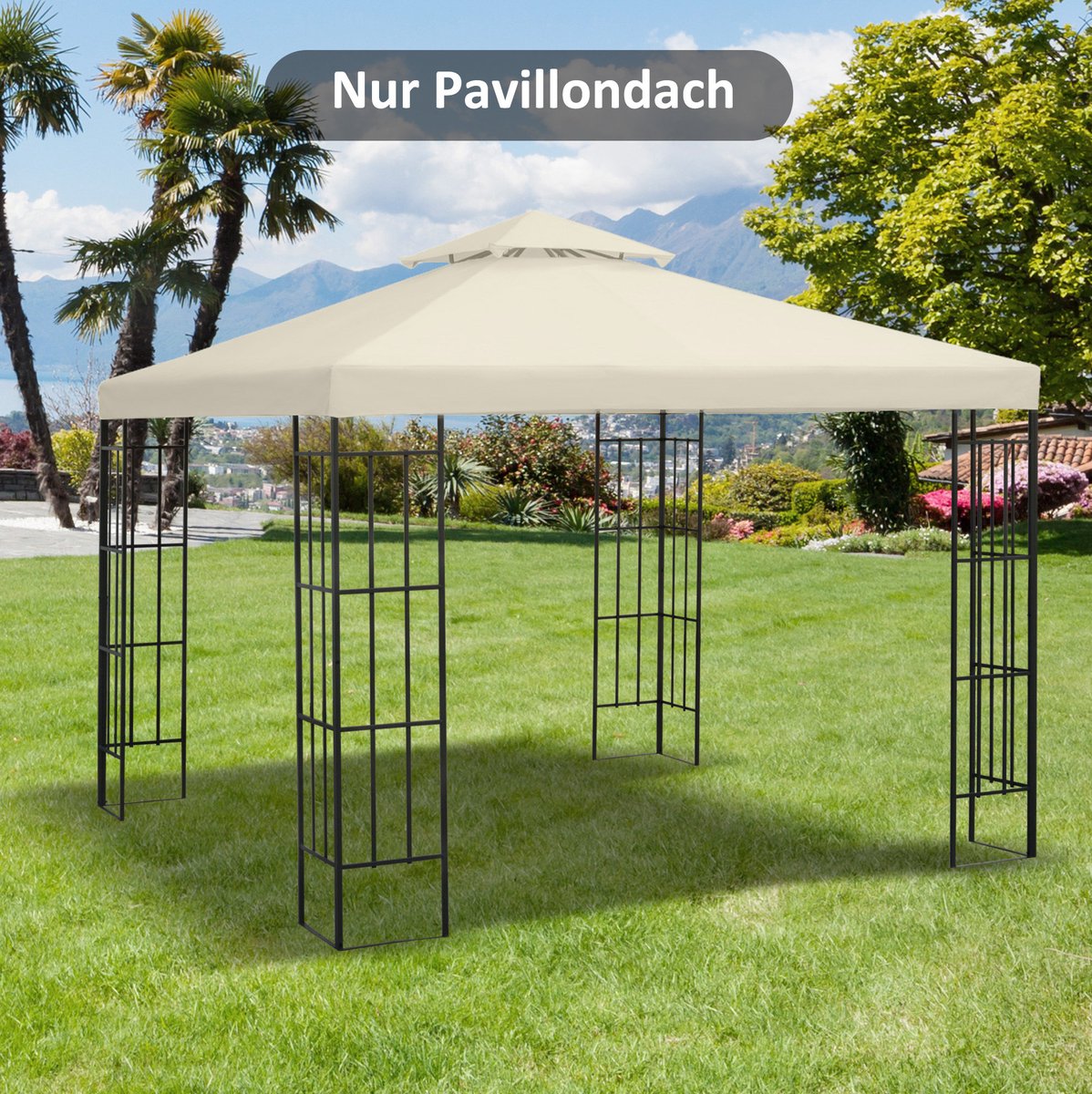 REDOM - Ersatzdach Pavillondak - Dubbel dak - Waterafstotend - Voor metalen paviljoen - Polyester - Crèmewit - 300 x 300 cm