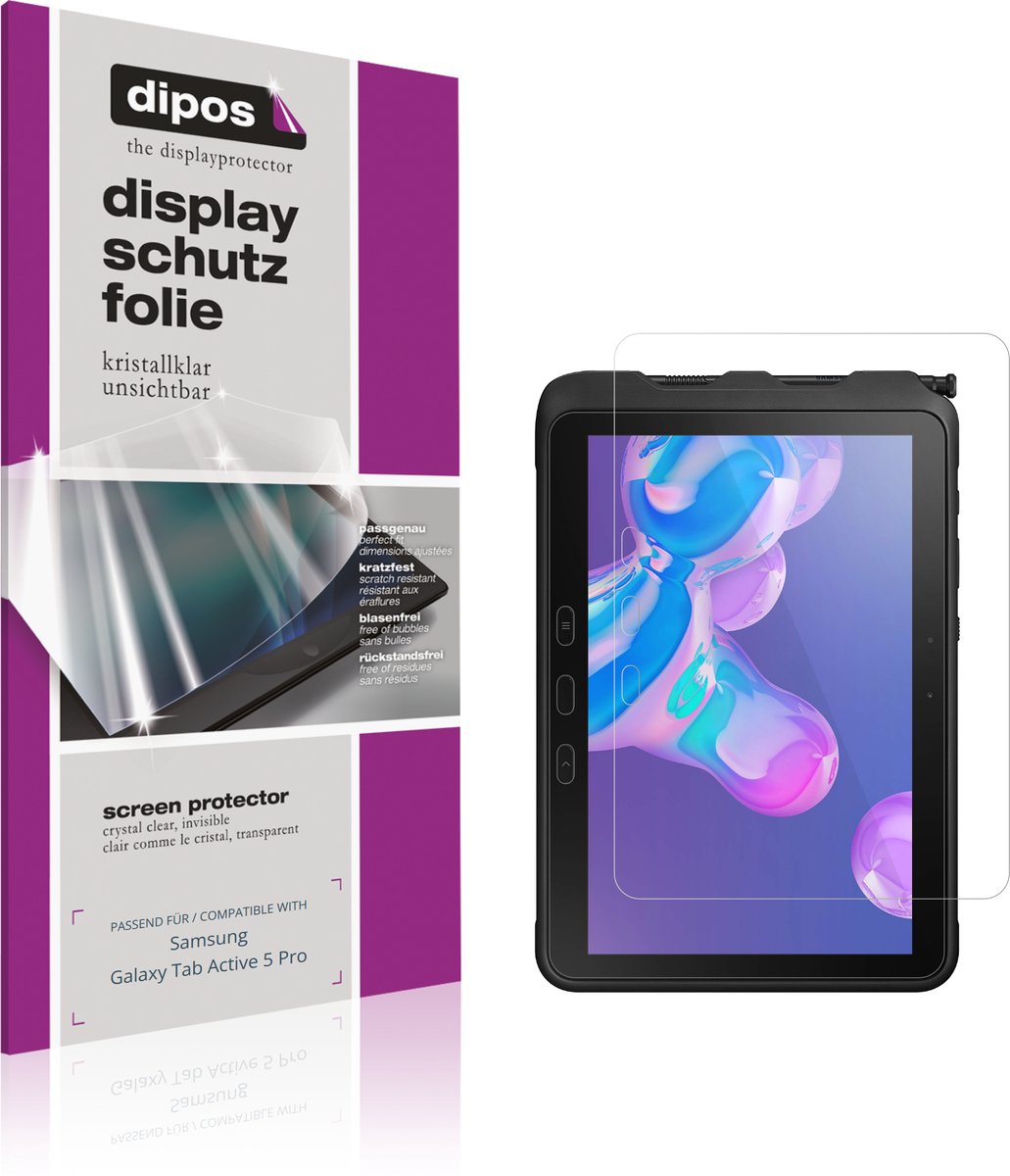 dipos – 2x Beschermfolie geschikt voor Samsung Galaxy Tab Active 5 Pro | Krasbestendige & heldere Screenprotector Ultra-Thin