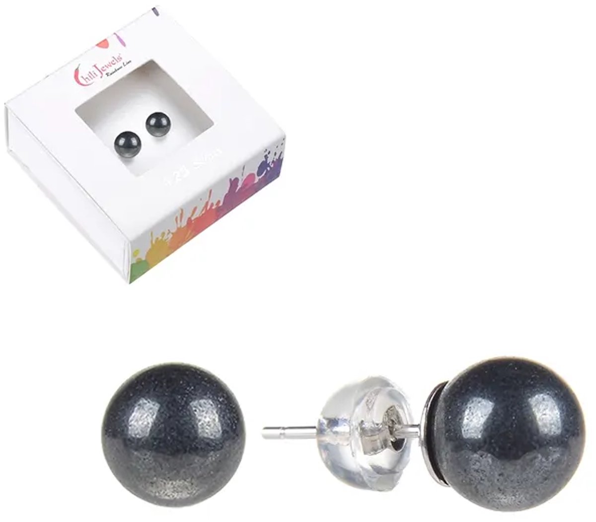 Oorbellen Hematiet 8 mm
