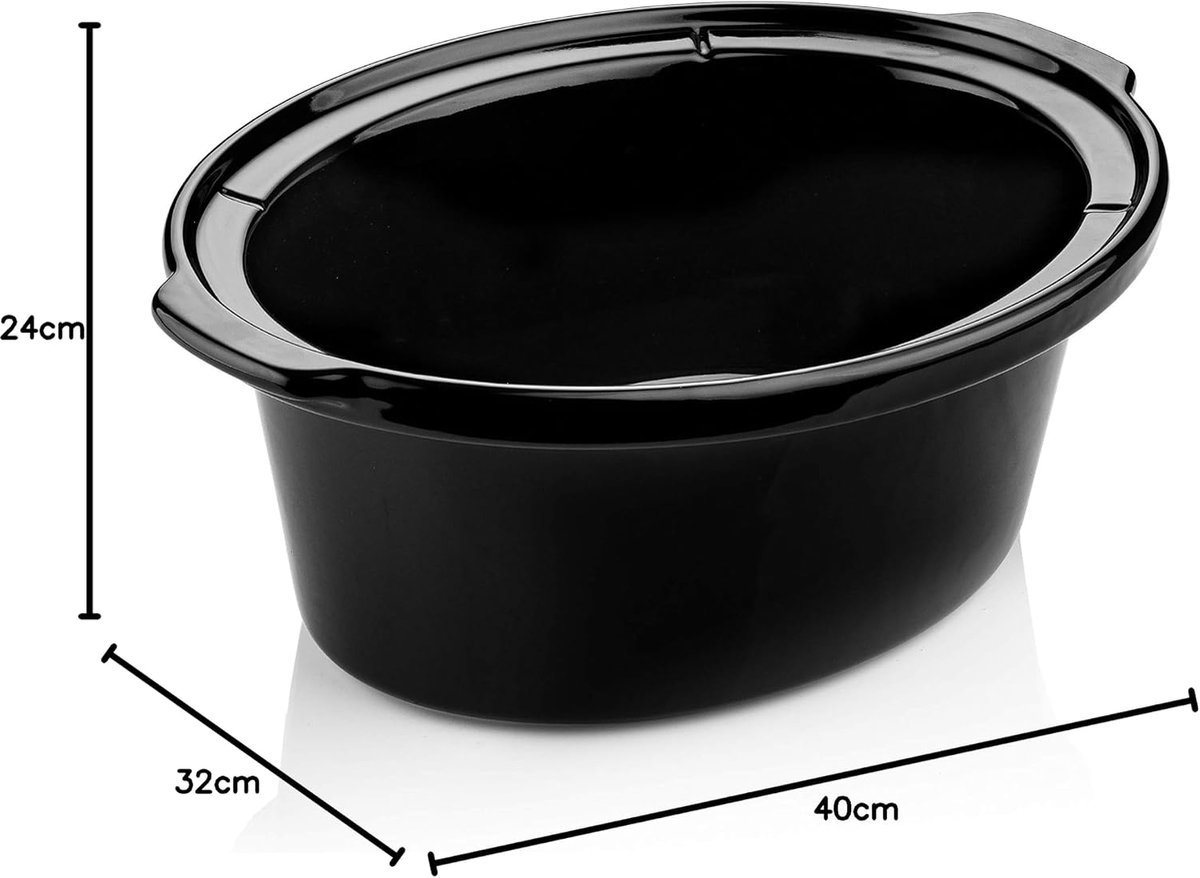Slowcooker - Crockpot - Gezond Koken - Uitneembare Pan - 6 Liter - Zwart – foto 3