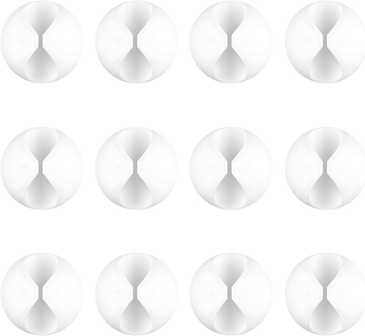 Set van 12 kabelklemmen, zelfklevende kabelhouder voor op het bureau, wit