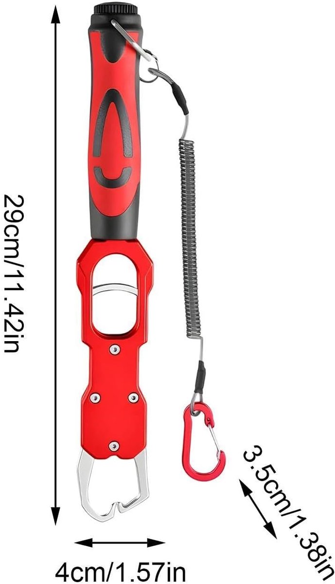 Visliptang - Lip Grip Vistang - Vistang - Vistang met weegschaal - Verlengde visklemtang - Met weegfunctie 18 kg - Vissen Accessoire - Aluminiumlegering - Geschikt voor vissen vanaf de kant, vissen vanuit een boot, ijsvissen - Rood — afbeelding 5