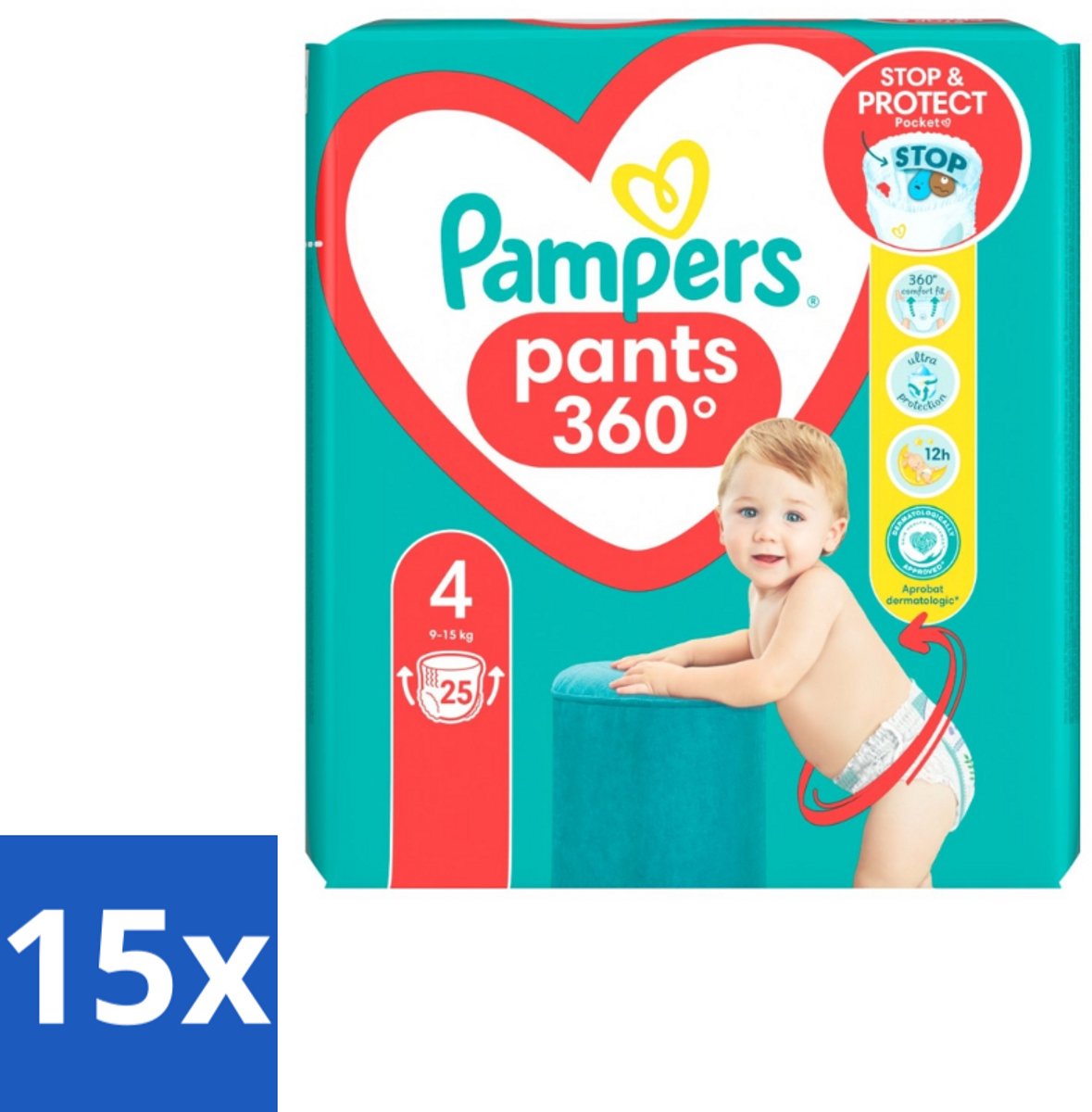 Pampers – Luierbroekjes – Baby Dry Pants Maat 4 – 25 Luiers - Bulkverpakking - 15 stuks
