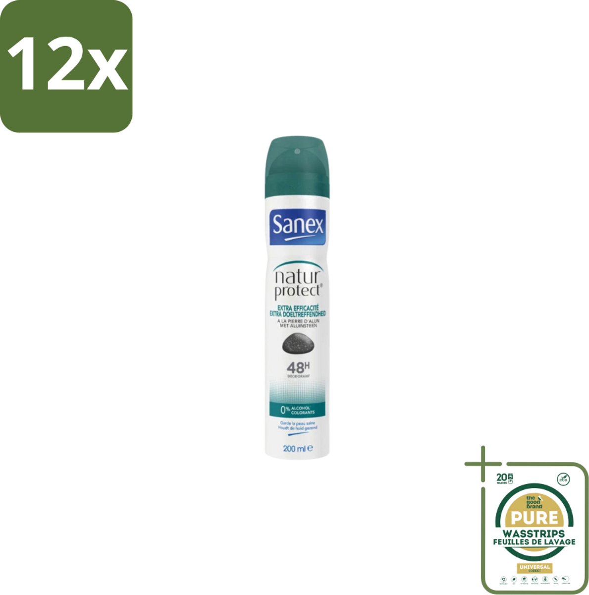 Sanex – Deodorant Spray – Aluinsteen – 200 ml - Voordeelverpakking - 12 stuks - Aluinsteen - Frisse geur