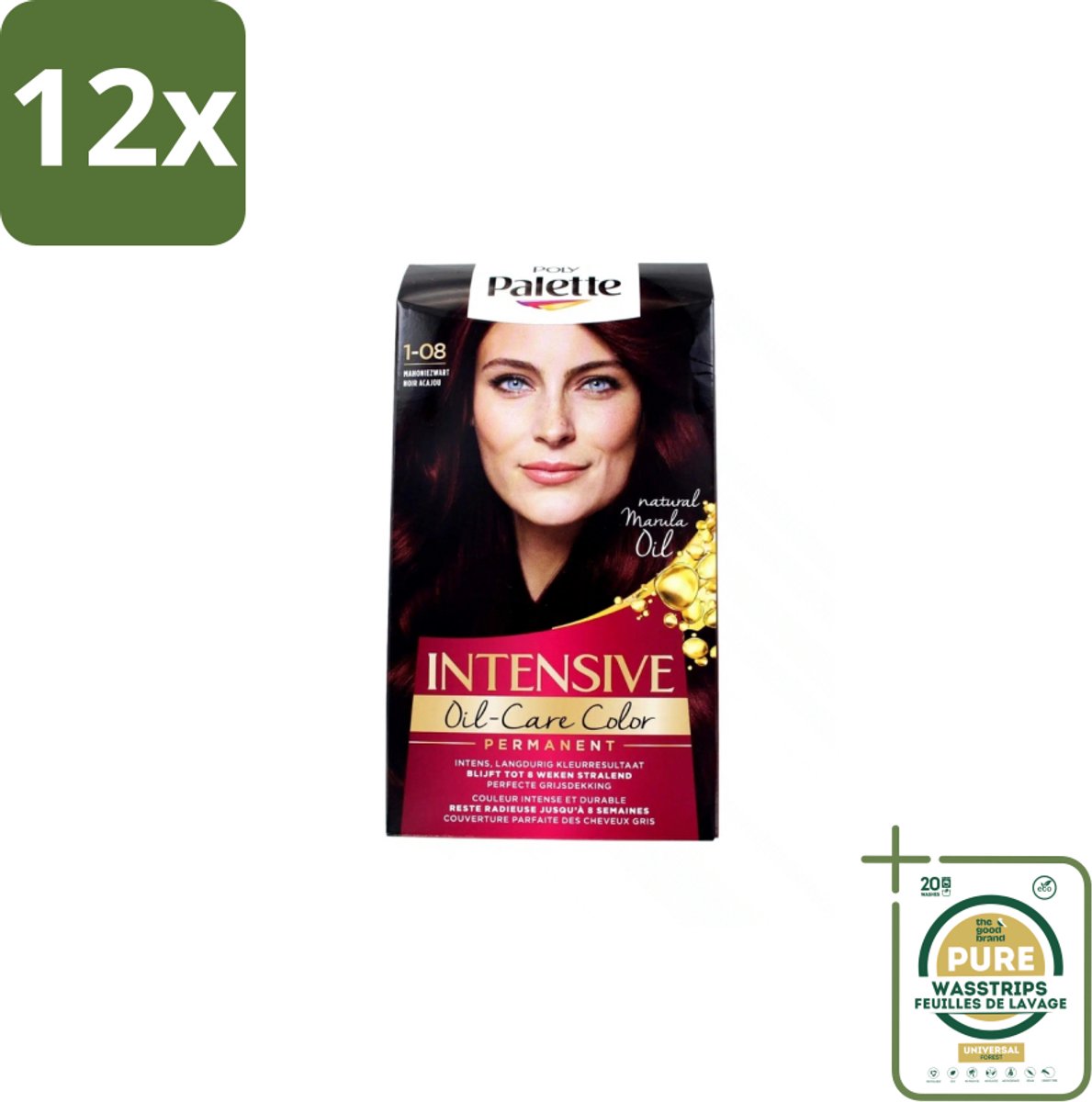 Poly Palette – Haarverf – 45505 Mahoniezwart – 115 ml - Voordeelverpakking - 12 stuks - Warme mahonietonen - Diepzwarte haarkleur