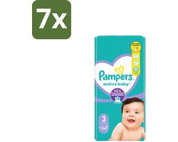 7 x Pampers – Luiers – Active Baby Maat 3 – 54 Luiers - Baby Luiers - Droge Nacht - Luchtdoorlatende Luier - Vocht Absorberend - Dermatologisch Getest