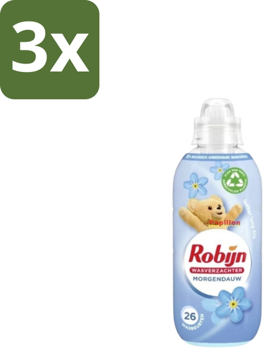 3 x Robijn – Wasverzachter – Morgendauw – 650 ml - Wasverzachter - Wasgeur - Zachtheid - Kledingverzachter - Frisheid