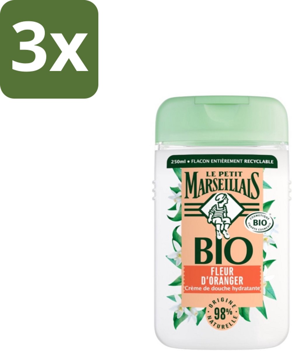 3 x Le Petit Marseillais – Douchegel – Fleur d’Oranger – 250 ml - Douchegel Oranje Bloesem - Oranje Bloesem Geur - Natuurlijke Douchegel - Zachte Reiniging - Huid Verzorging
