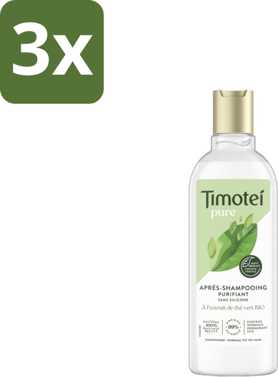 3 x Timotei Conditioner - pure groene thee - 300 ml - Groene Thee Conditioner - Zachte Haar - Fris Haar - Natuurlijke Haar Verzorging - Lichte Haar