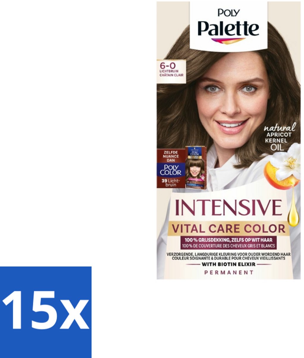 Poly Palette – Haarverf – 6-0 Lichtbruin – 115 ml - Bulkverpakking - 15 stuks