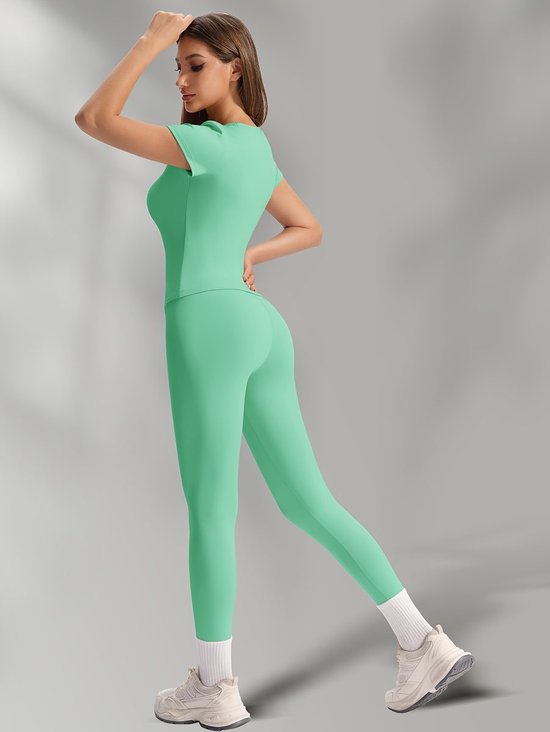 Currero Pilates Pak Dames - Yoga - Buttshaper - Gym - Fitness - Butt Lift - Bil Vergrotend - Heup Liftend - Yogakleding - Fel Groen XL — afbeelding 3