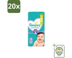 20 x Pampers – Luiers – Active Baby Maat 3 – 54 Luiers - Grootverpakking - Baby Luiers - Droge Nacht - Luchtdoorlatende Luier - Vocht Absorberend - Dermatologisch Getest