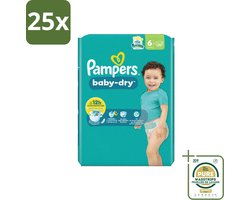 25 x Pampers – Luiers – Baby Dry Maat 6 – 22 Luiers - Grootverpakking - Baby Luier - Droge Luier - Luier Voor Baby - Luier Maat 6 - Lekbescherming