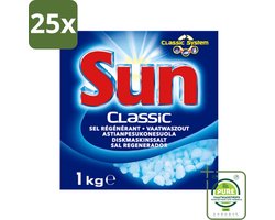 25 x Sun Classic - Vaatwaszout - Klassiek Systeem - 1 kg - Grootverpakking - Vaatwaszout - Vaatwasser Schoonmaken - Kalkaanslag Voorkomen - Vaatwasser Onderhoud - Vaatwasser Zout