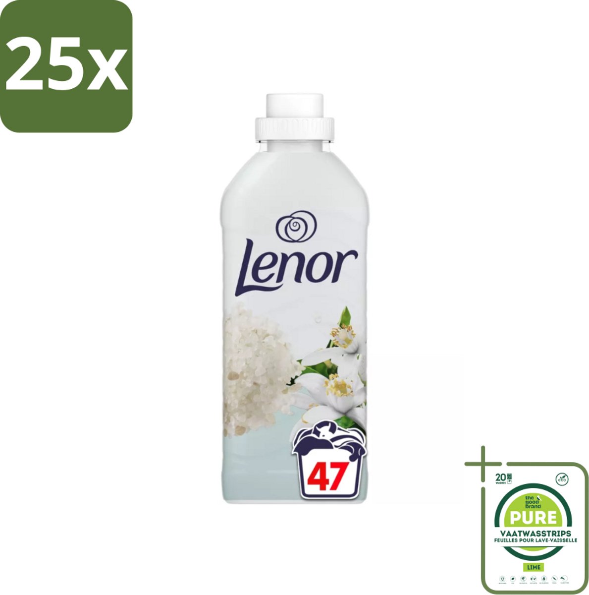 25 x Lenor - Wasverzachter - Citroenbloesem & Zeekristal - 47 Wasbeurten - Grootverpakking - Wasverzachter - Lenor - Citroenbloesem - Zeekristal - Frisse Geur
