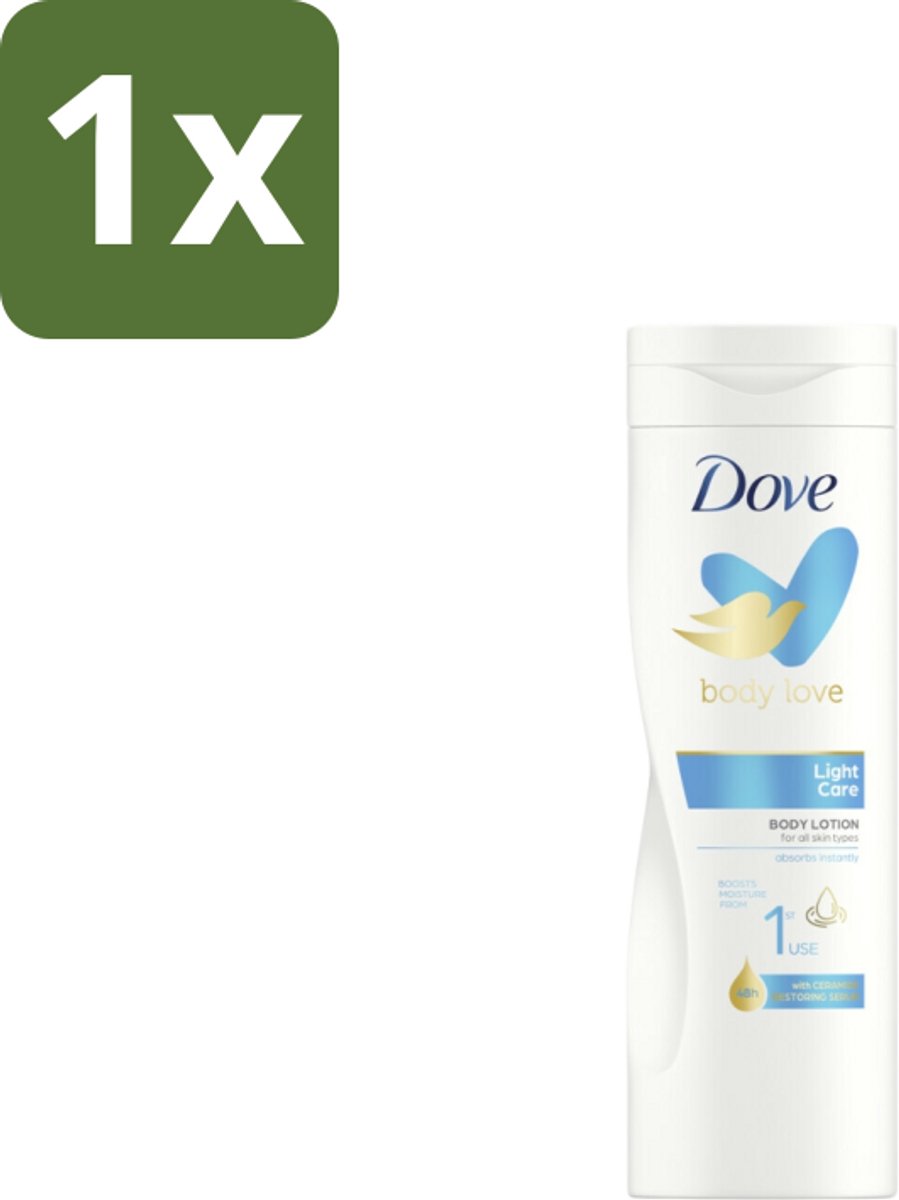 1 x Dove – Bodylotion – Body Love Light Care – Ceramide Restoring Serum – 400 ml - Luchtige Lichaamsoorzaak - Huidverzorging - Hydratatie - Ceramide Serum - Droge Huid