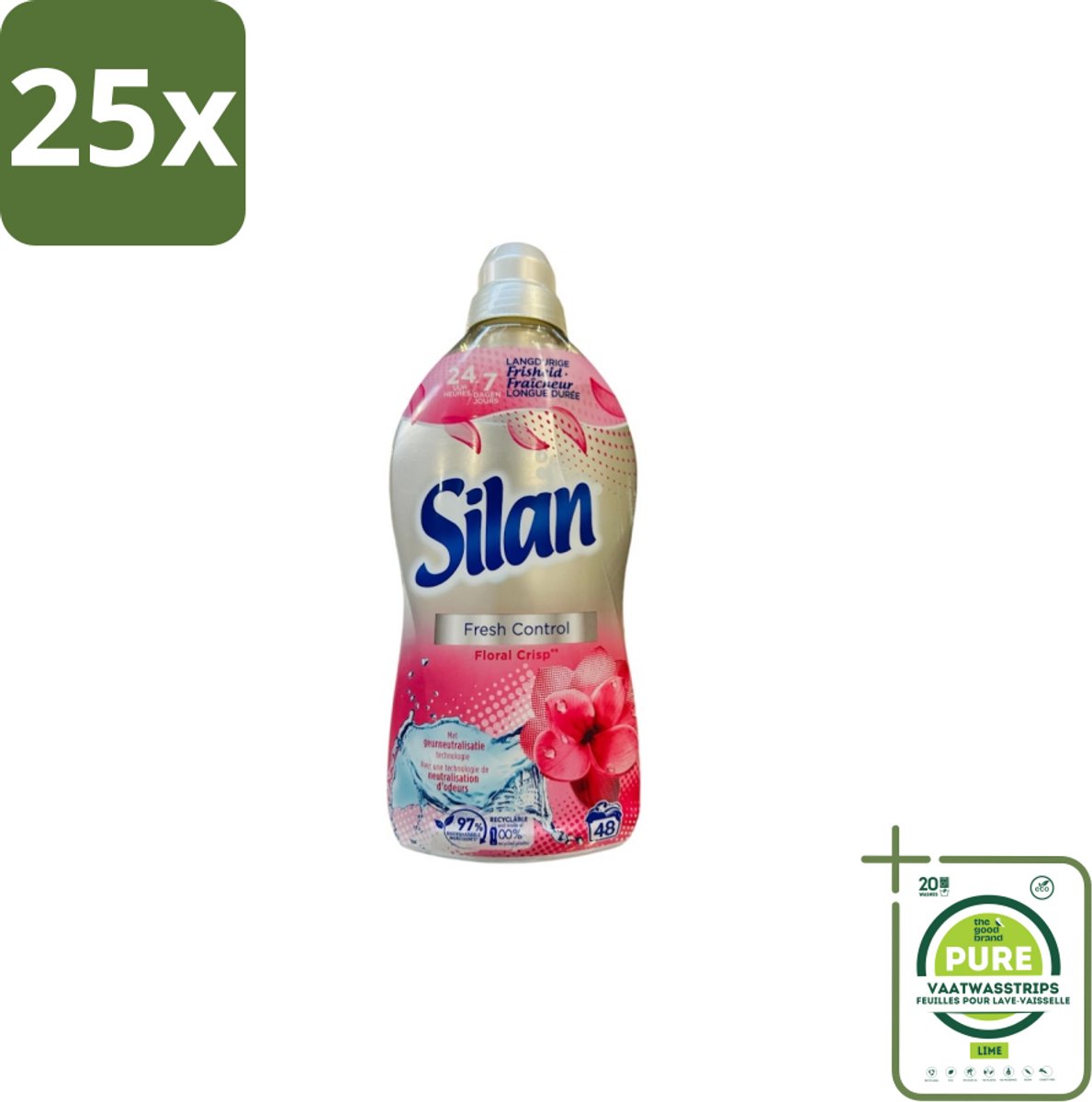 25 x Silan – Wasverzachter – Fresh Control Floral Crisp – 1056 ml - Grootverpakking - Wasverzachter - Frisheid - Bloemige Geur - Wasmachine - Textiel Verzachter