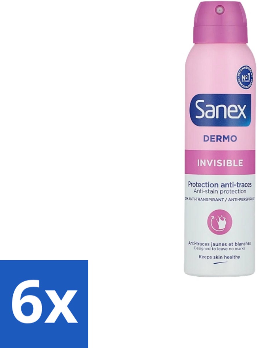 Sanex – Deodorant Spray – Dermo Invisible – 150 ml - Voordeelverpakking - 6 stuks