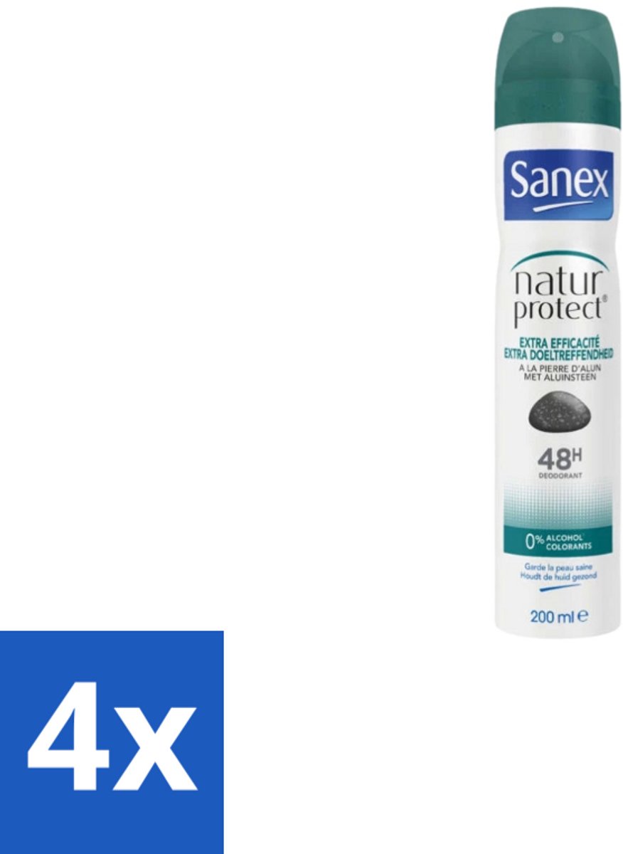 Sanex – Deodorant Spray – Aluinsteen – 200 ml - Voordeelverpakking - 4 stuks