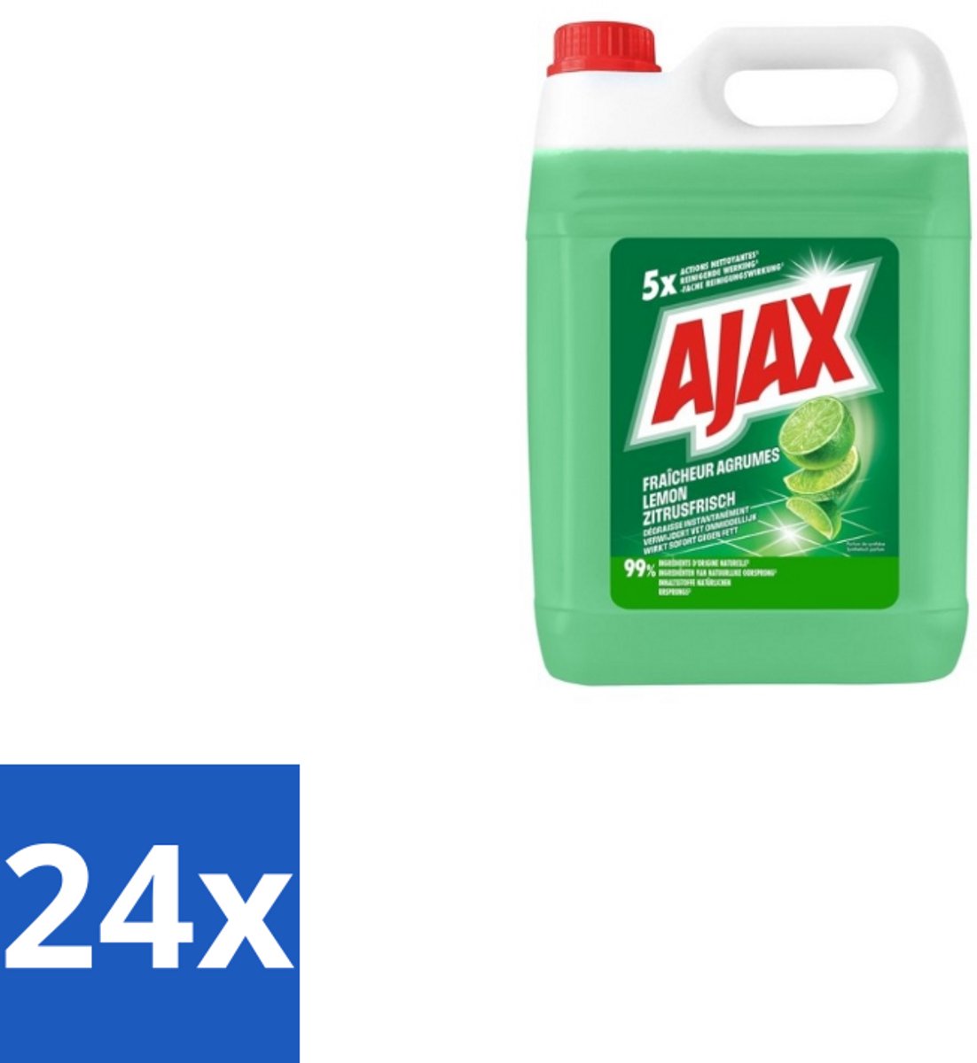 Ajax Allesreiniger Limoen 5 liter - Voordeelverpakking - 24 stuks