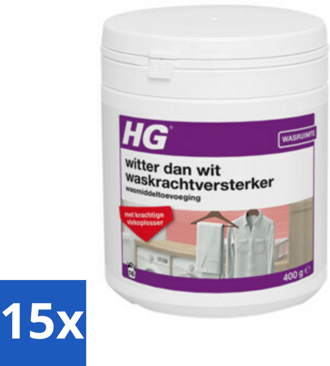 15 x HG Witter Dan Wit Waskrachtversterker Met Vlekoplosser 500 gr - Wit Textiel - Wasmiddel - Waskracht - Witheid - Wasgoed