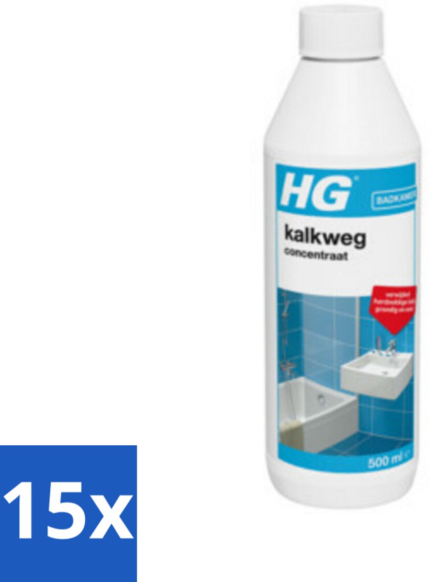 15 x HG - Badkamer - Kalkweg Concentraat - Verwijdert Kalk Grondig - 500 ml - Voordeelverpakking - 15 stuks