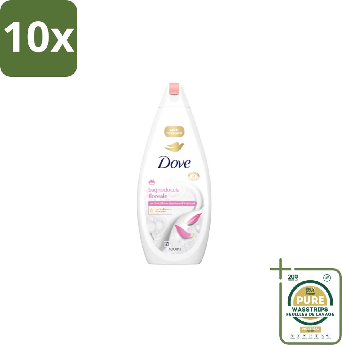 10 x Dove – Badcrème – Soothing Almond Oil & Hibiscus – 720 ml - Grootverpakking - Douchegel - Huidverzorging - Kalmerend - Schuim - Amandelolie