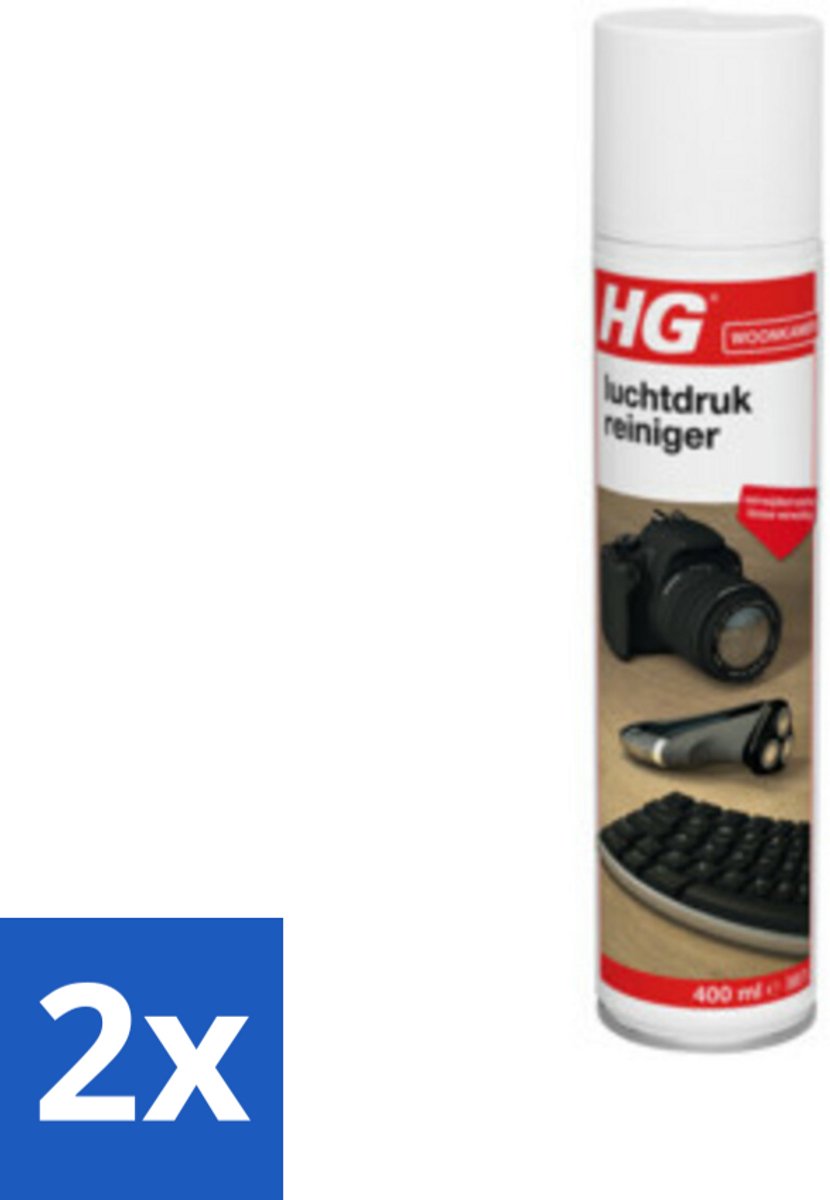 2 x HG Luchtdrukreiniger Voor Alle Kiertjes & Gaatjes 400 ml - Stofzuiger - Luchtreiniger - Schoonmaak - Elektronica Schoonmaken - Toetsenbord Schoonmaken
