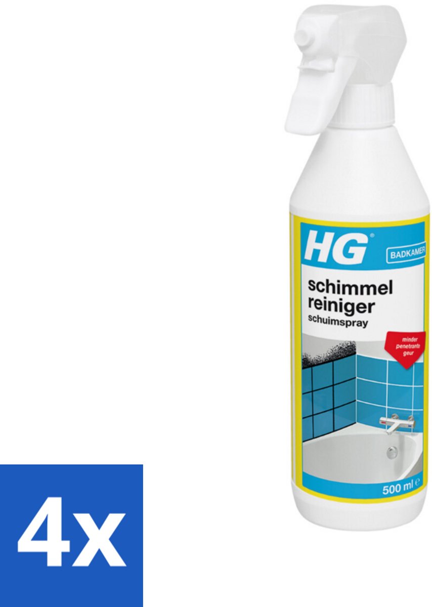 4 x HG Schimmel & Aanslagreiniger Schuimspray 500 ml - Schimmelreiniger - Schimmelverwijderaar - Schimmelbestrijding - Schimmel Op Tegels - Schimmel In Badkamer
