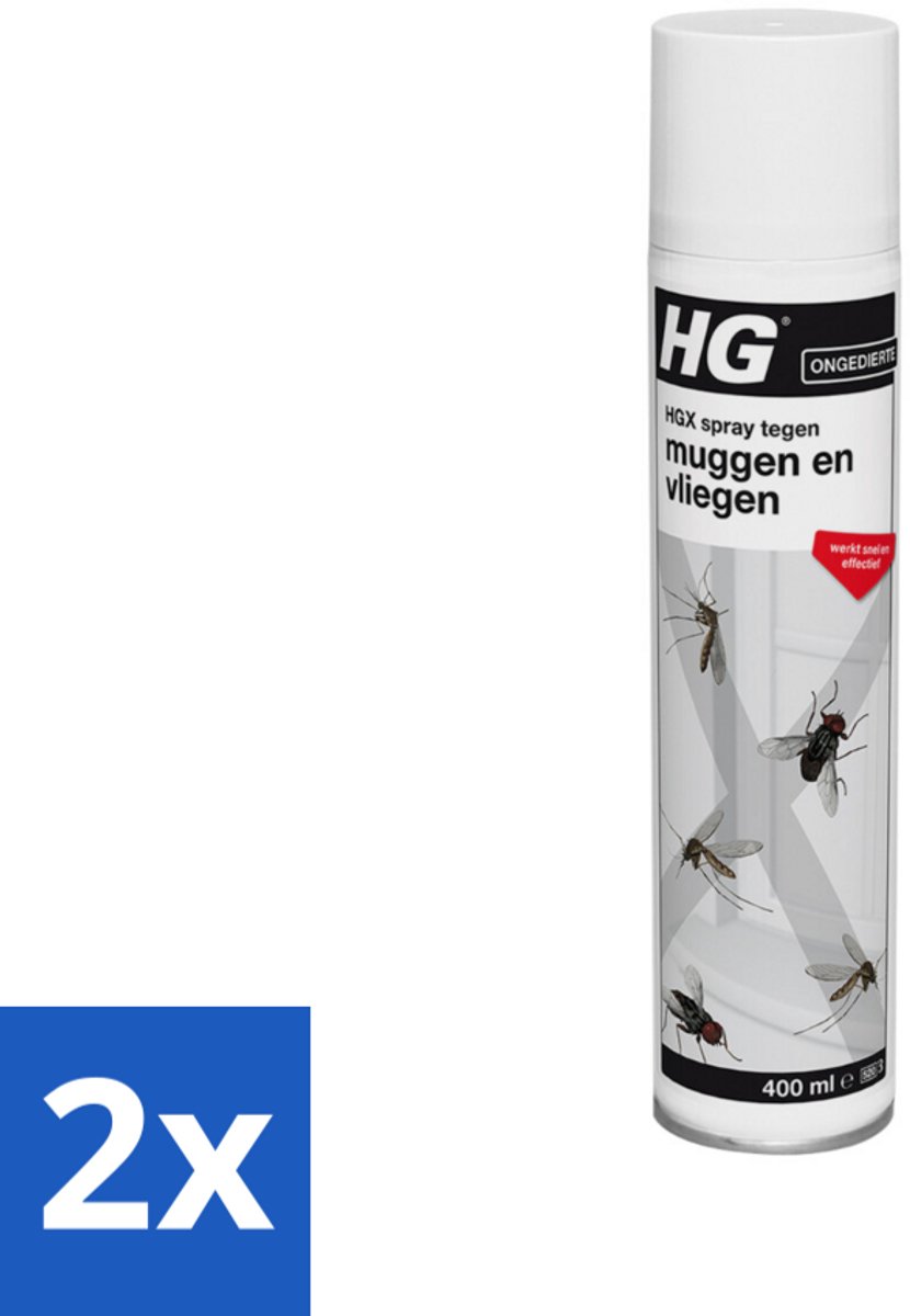 2 x HG X Spray Tegen Muggen & Vliegen 400 ml - Muggenspray - Vliegenspray - Insectenbestrijding - Muggenwering - Vliegenwering