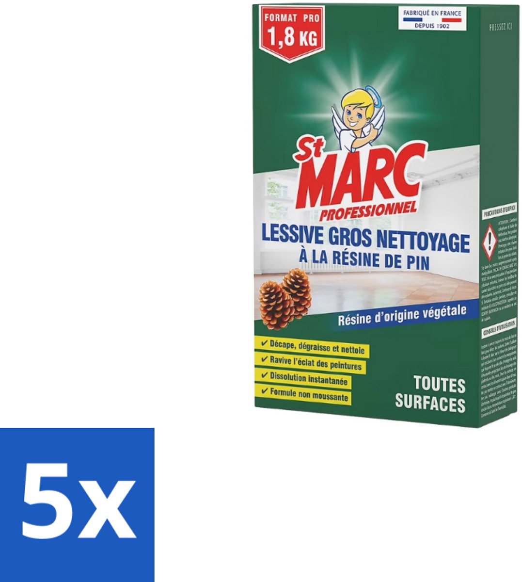 St. Marc – Multireiniger Poeder – Professioneel Dennenhars – 1 kg - Bulkverpakking - 5 stuks