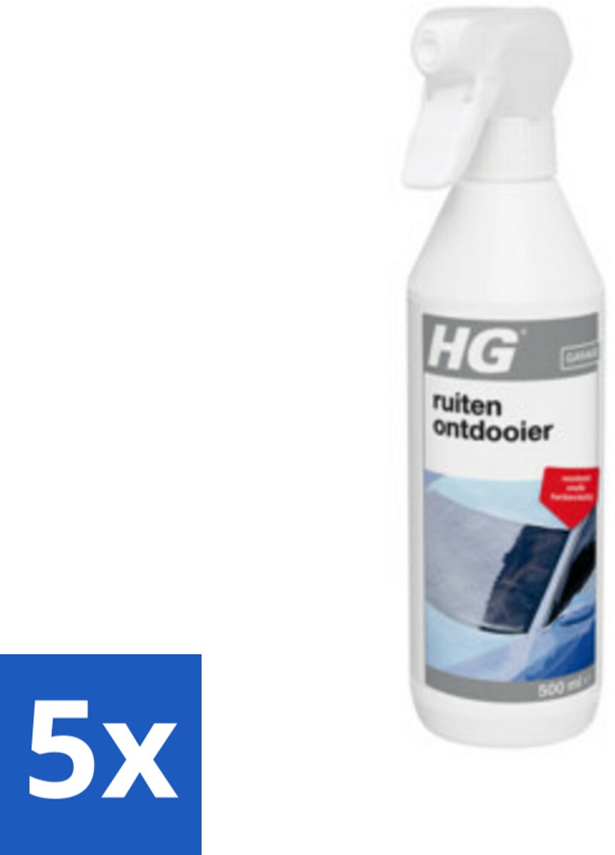 5 x HG Ruitenontdooier 500 ml - Ruitenontdooier - Sneeuw En Ijs Verwijderen - Bevroren Ruiten Verwijderen - Herbevriezing Voorkomen - Auto Ruiten Ontdooien