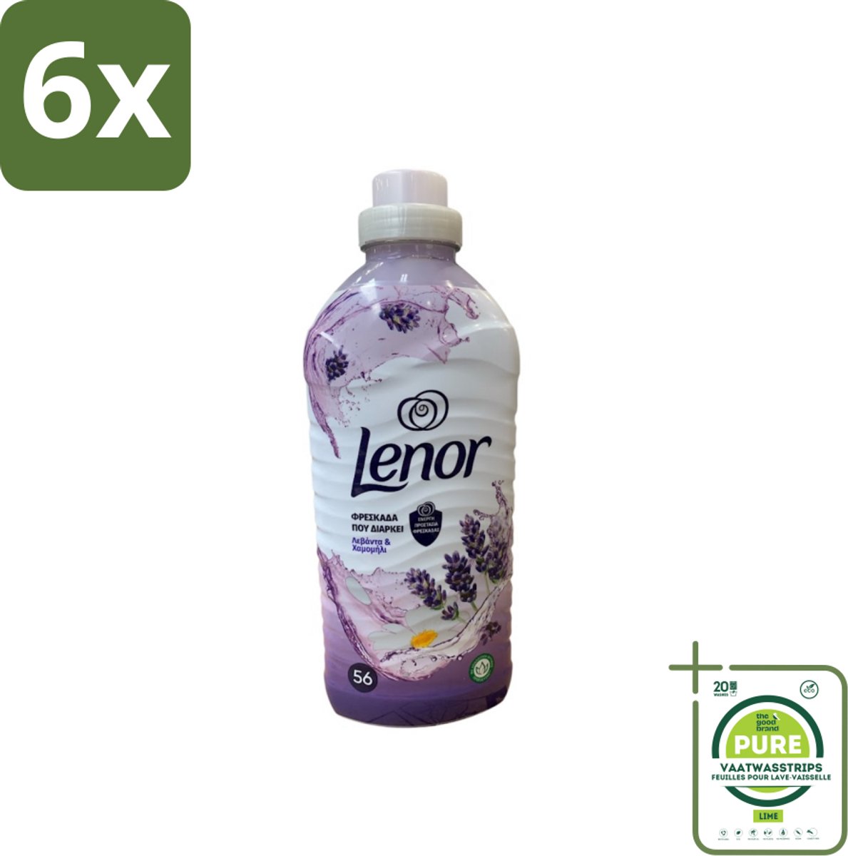 Lenor – Wasverzachter – Lavender & Kamille – 56 Wasbeurten – 1176 ml - Voordeelverpakking - 6 stuks - Wasverzachter - Lavendel