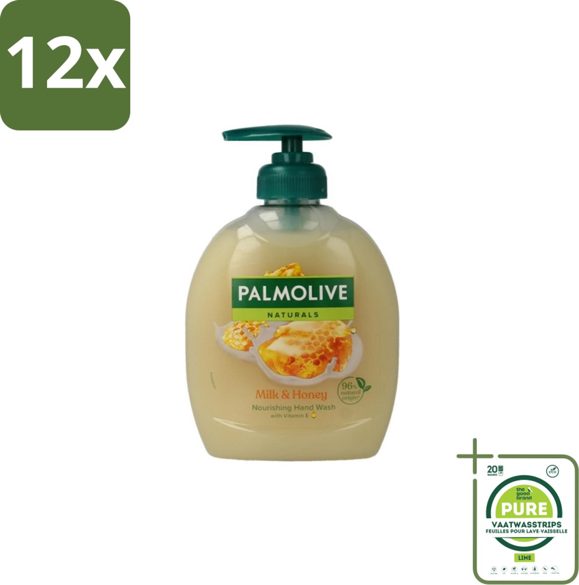 Palmolive – Handzeep – Melk & Honing – 300 ml - Voordeelverpakking - 12 stuks - Handzeep - Melk en honing