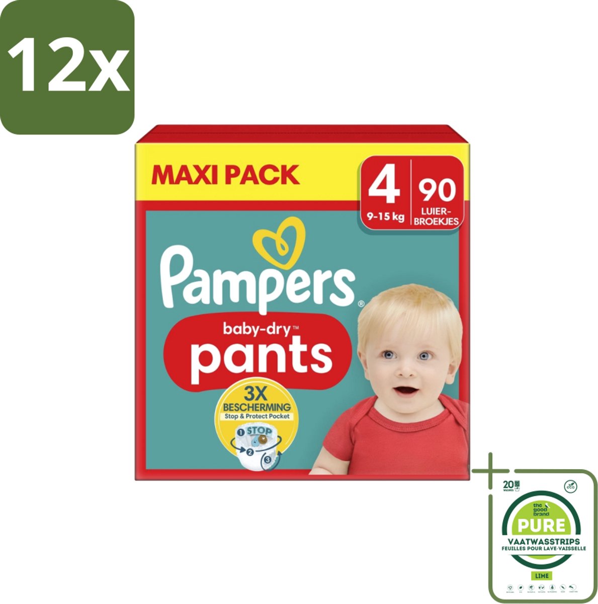 Pampers – Luierbroekjes – Baby Dry Pants Maat 4 – 90 Luiers - Voordeelverpakking - 12 stuks - Baby luier - Luierbroek