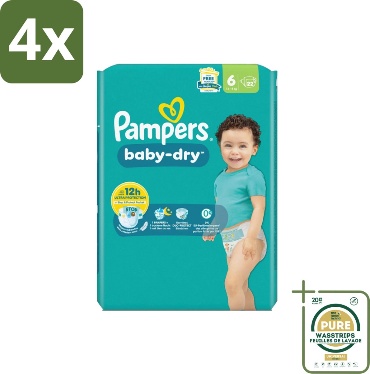 Pampers – Luiers – Baby Dry Maat 6 – 22 Luiers - Voordeelverpakking - 4 stuks - Luier voor baby - Luier maat 6