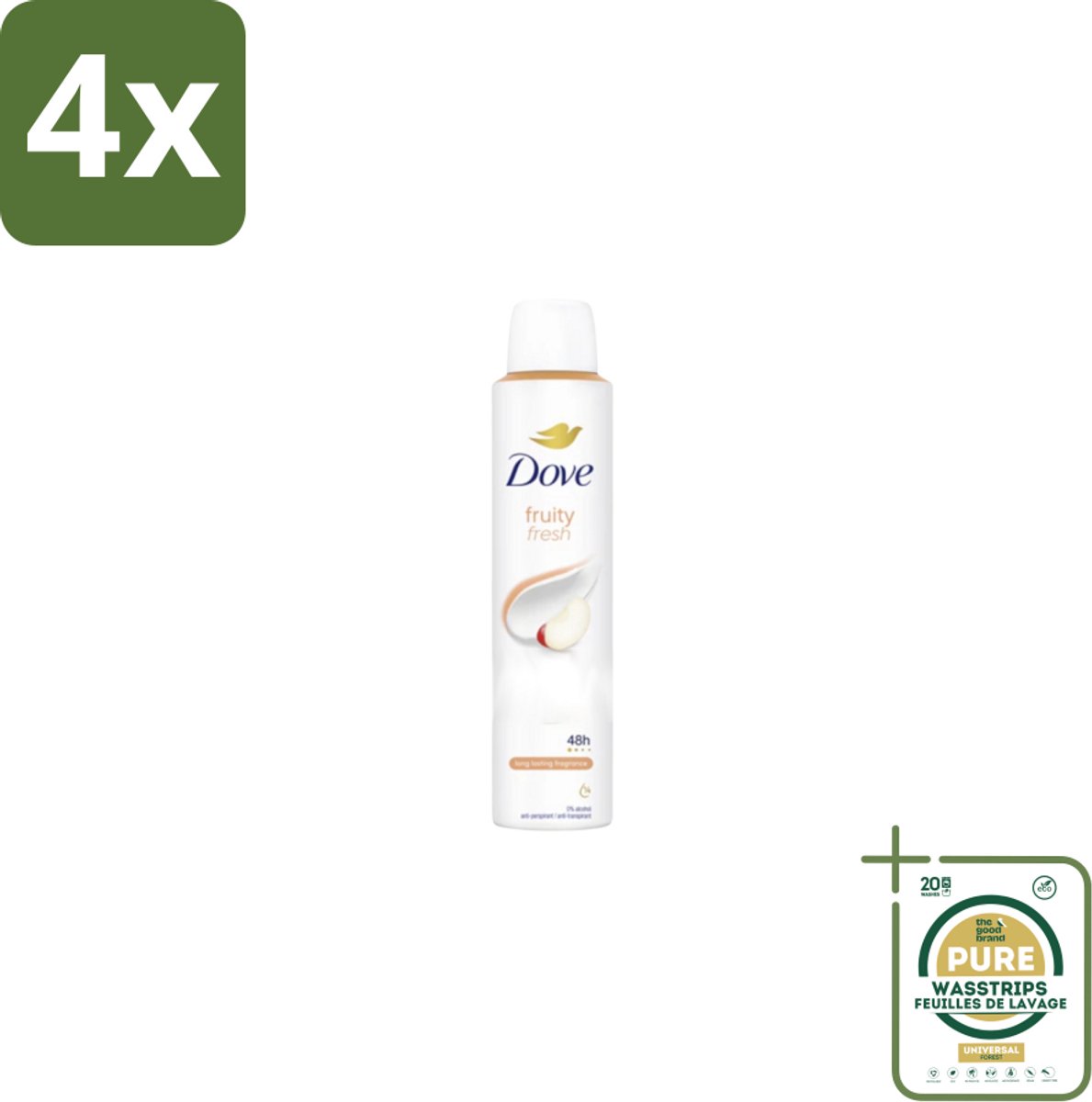 Dove – Deodorant Spray – Fruity Fresh – 200 ml - Voordeelverpakking - 4 stuks - Okselgeur - Fris
