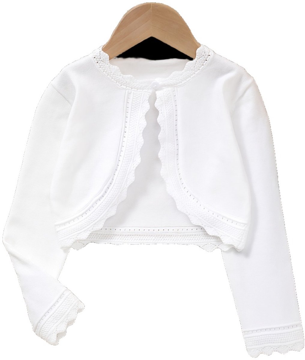 Currero Cardigan Meisjes Vest Meisje Met Knopen Kinderen Warm Gebreid Vest Long 4 Jaar Wit