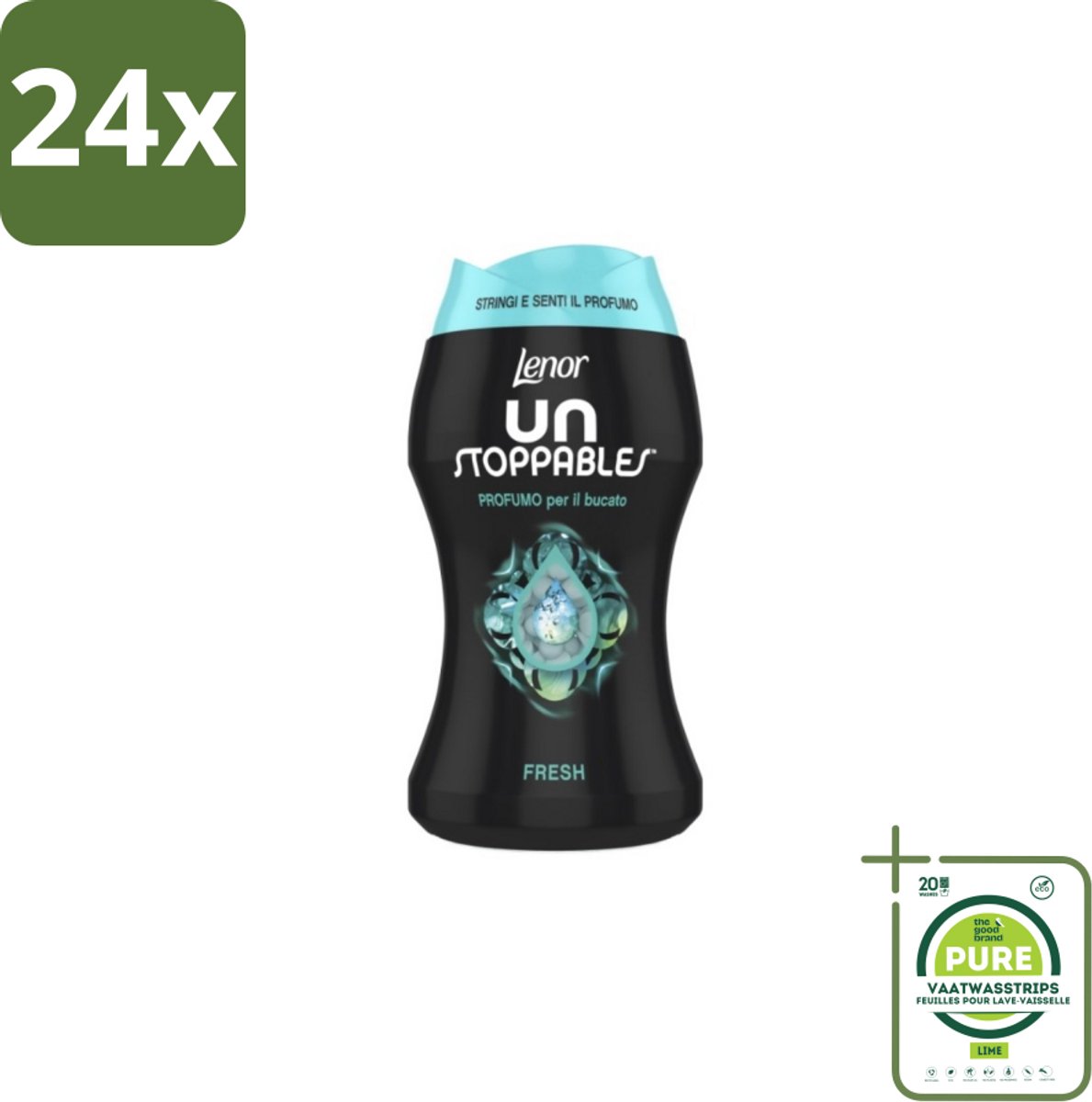 Lenor Unstoppables – Geurbooster – Fresh - 10 Wasbeurten - 140 g - Voordeelverpakking - 24 stuks - Geurbooster was - Frisheid was