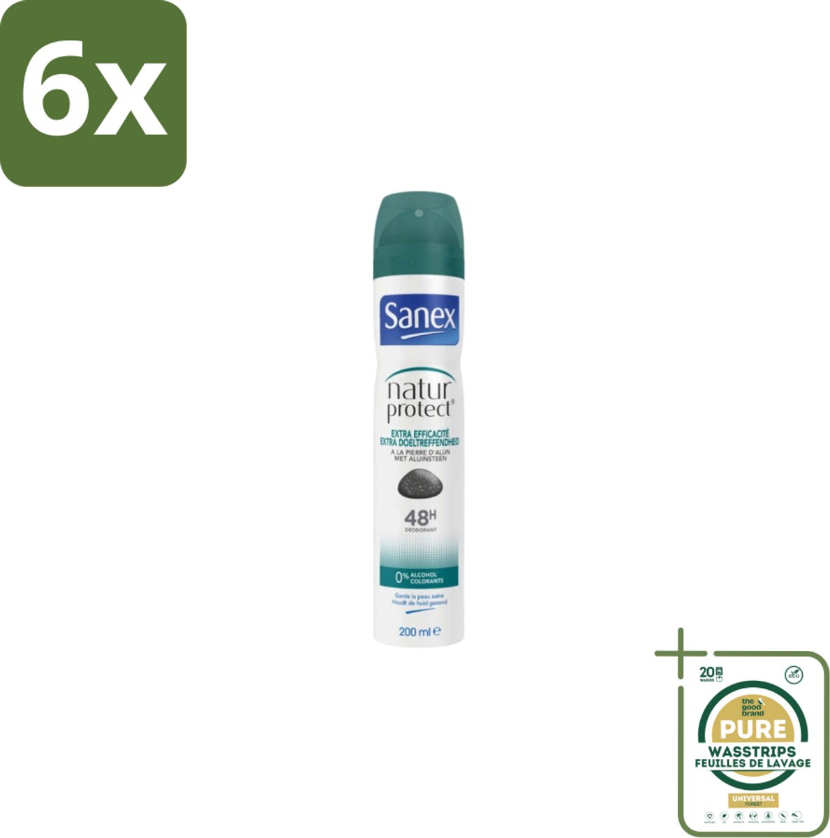 Sanex – Deodorant Spray – Aluinsteen – 200 ml - Voordeelverpakking - 6 stuks - Aluinsteen - Frisse geur