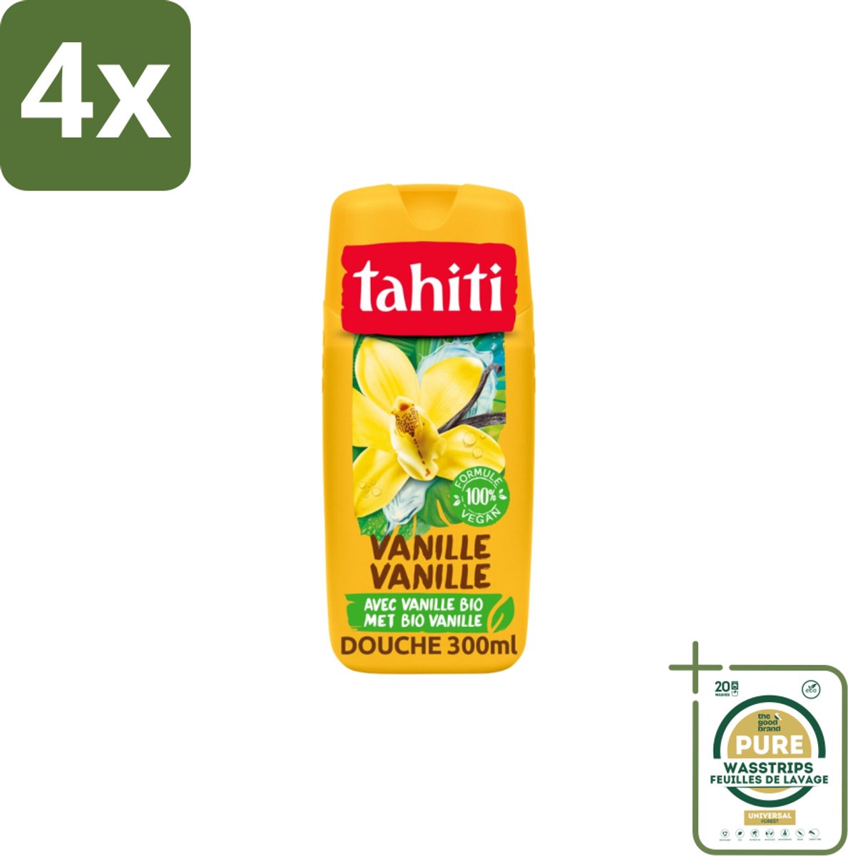 Tahiti – Douchegel – Vanille - 315 ml - Voordeelverpakking - 4 stuks - Huidverzorging - Sheabutter