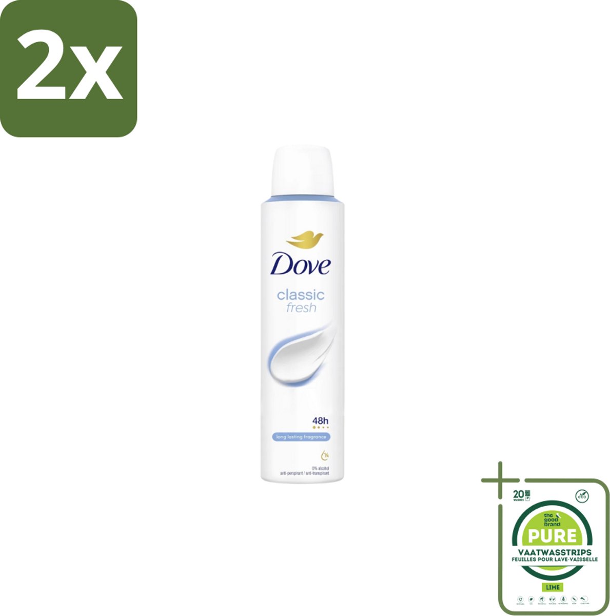 Dove – Deodorant Spray – Classic Fresh – 200 ml - Voordeelverpakking - 2 stuks - Anti-transpirant spray - Oksel verzorging