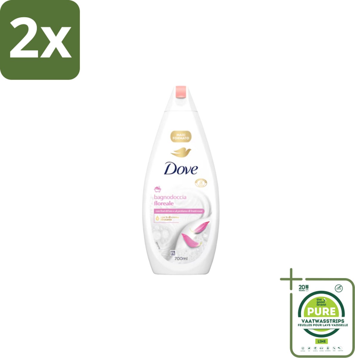 Dove – Badcrème – Soothing Almond Oil & Hibiscus – 720 ml - Voordeelverpakking - 2 stuks - Douchegel - Huidverzorging