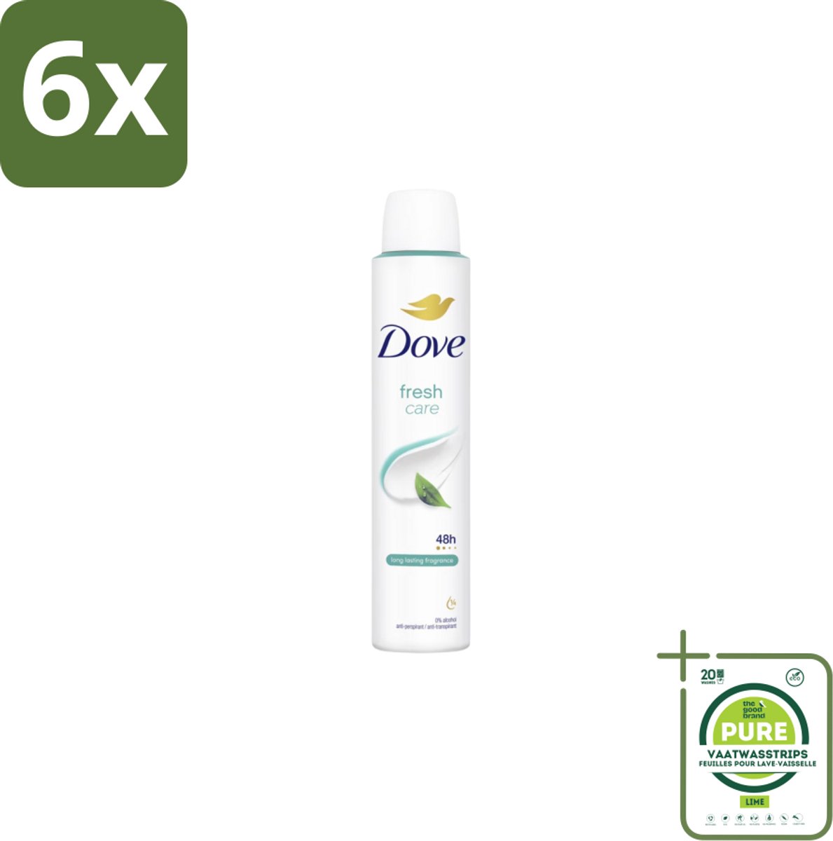 Dove – Deodorant Spray – Fresh Care – 200 ml - Voordeelverpakking - 6 stuks - Anti-transpirant spray - Zweetvermindering