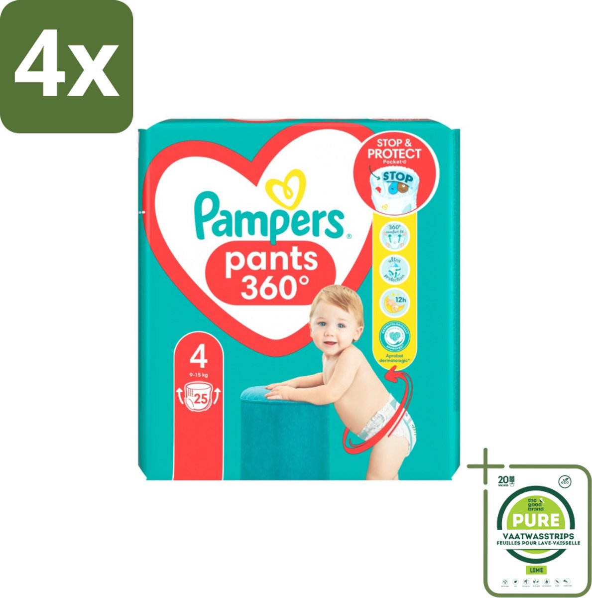Pampers – Luierbroekjes – Baby Dry Pants Maat 4 – 25 Luiers - Voordeelverpakking - 4 stuks - Baby luier - Droge luier